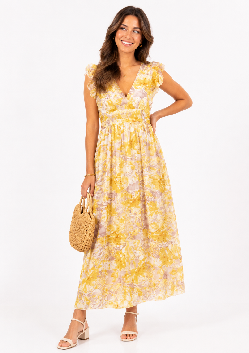 Jurk gele print jurk