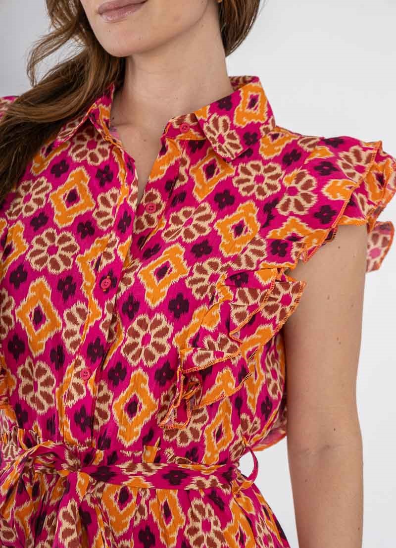 Print jurk oranje