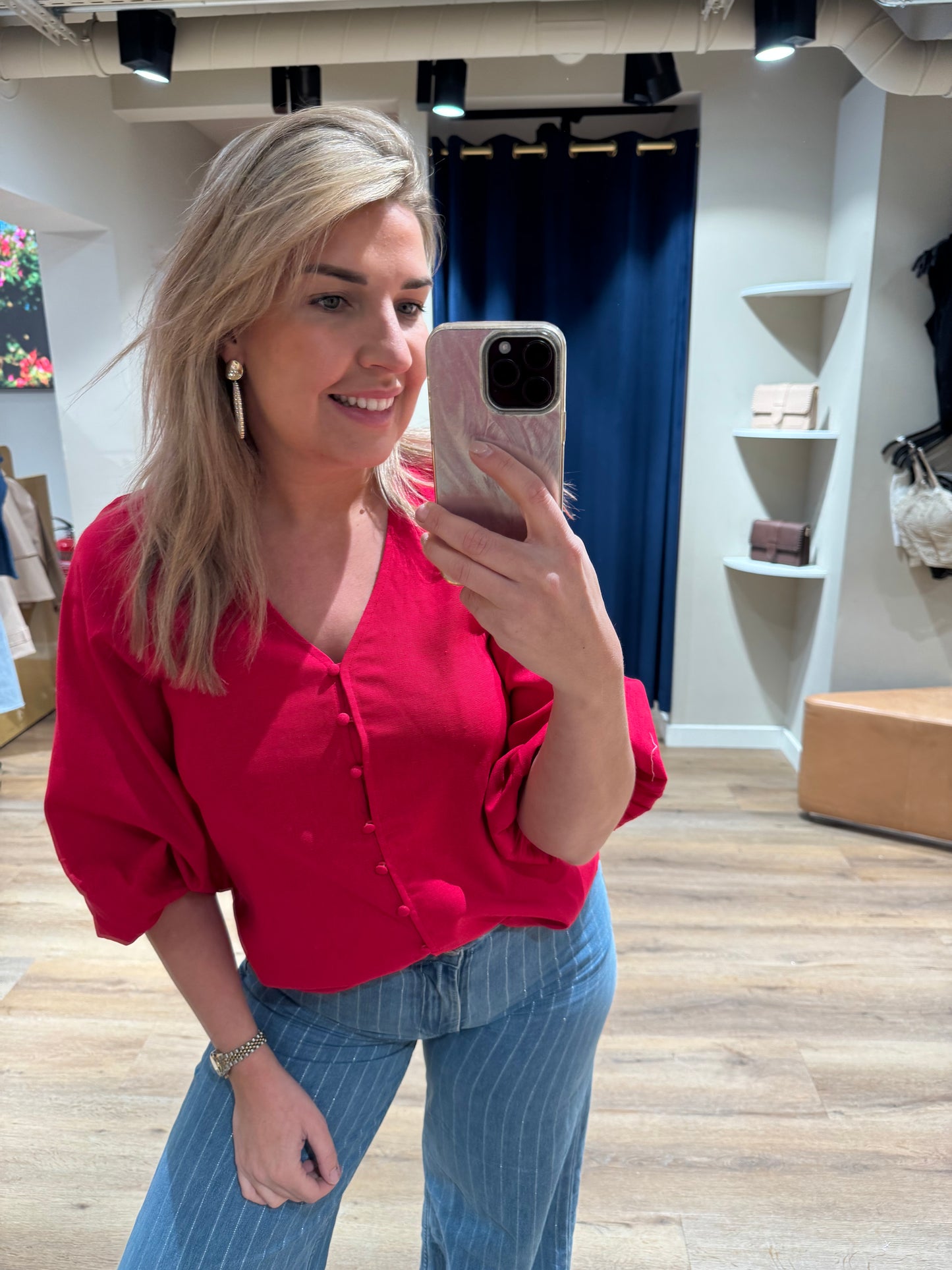 Blouse linnen/viscose pink