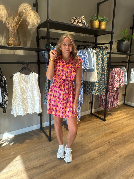 Print jurk oranje