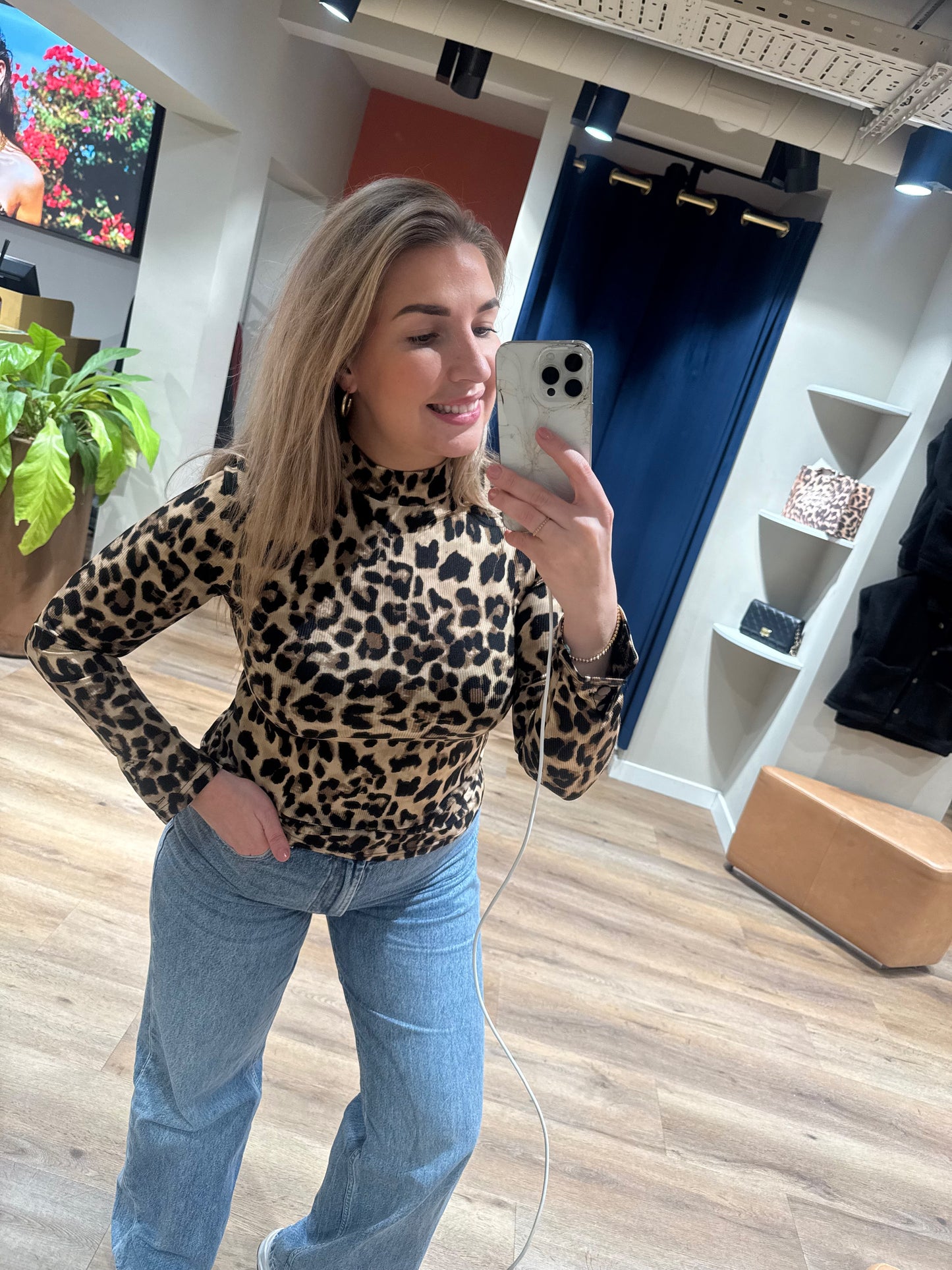 Leopard top lange mouw