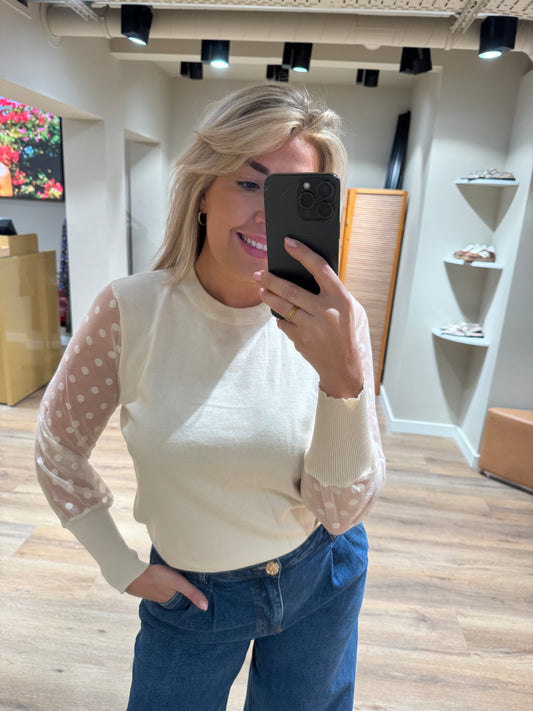 Witte trui polka