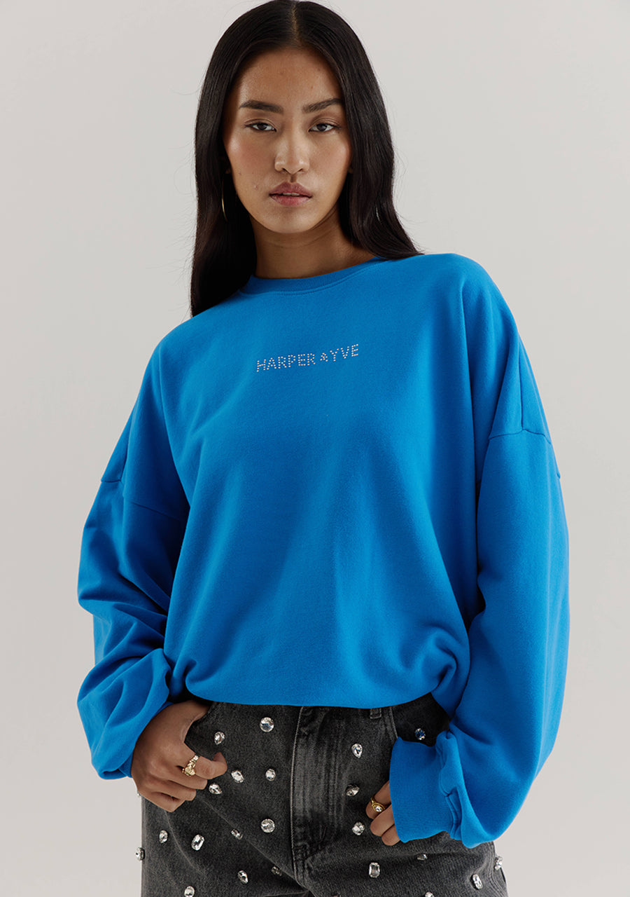 Rhinestone sweater vintage blue