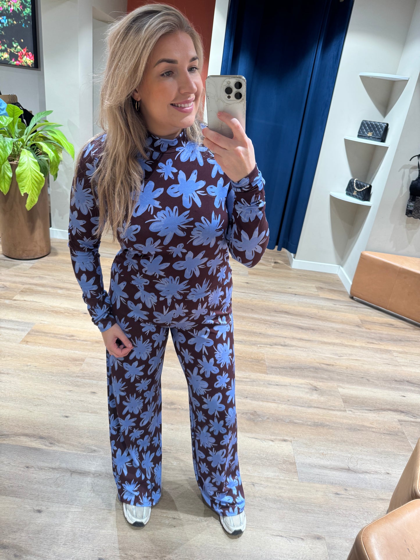 Jane broek bruin/blauw
