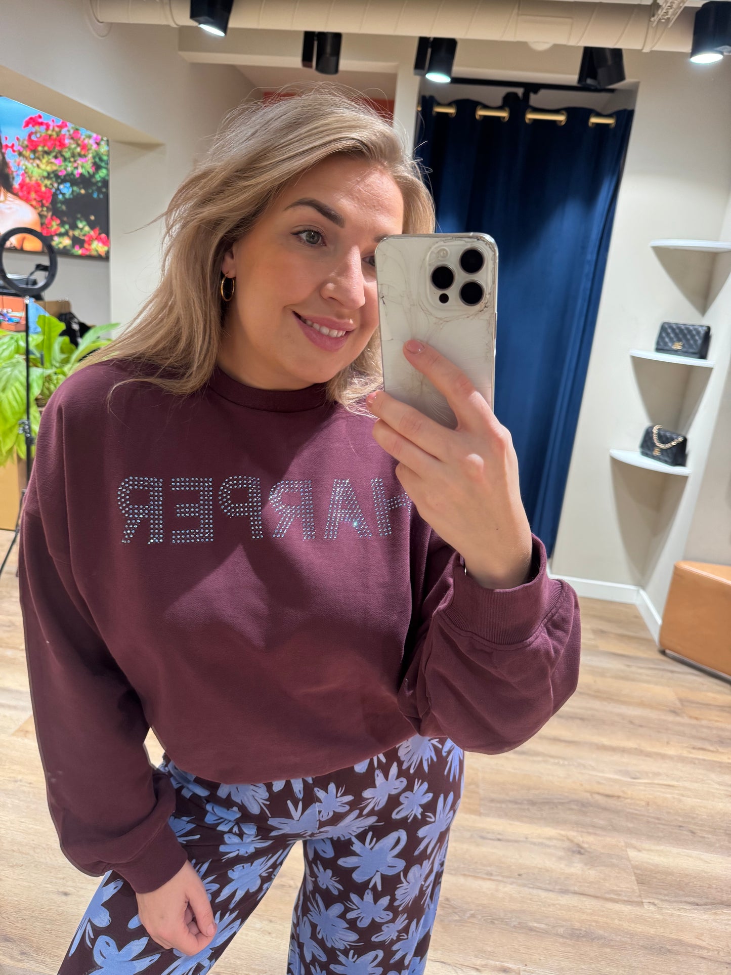 Rhinestone sweater bruin