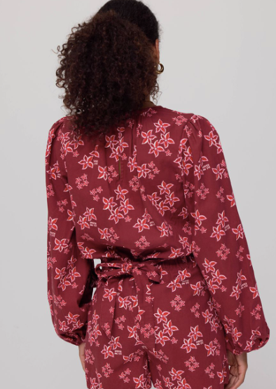 Dolly blouse pink star wine berry