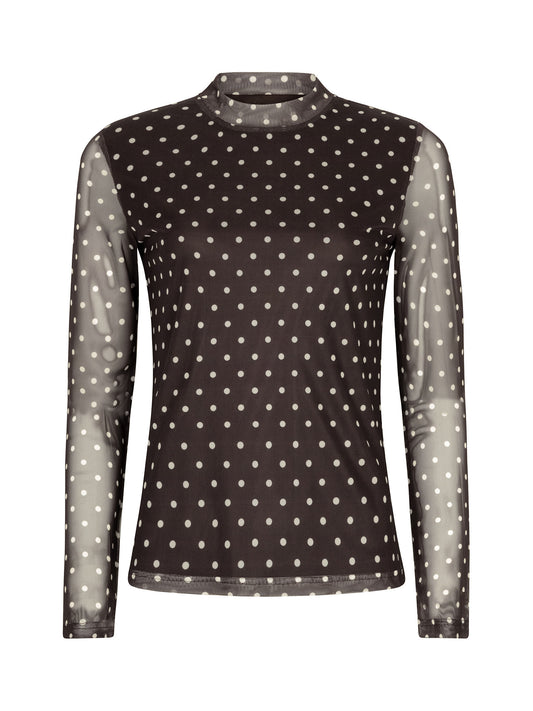 Mesh top Bailey polkadot brown/ecru