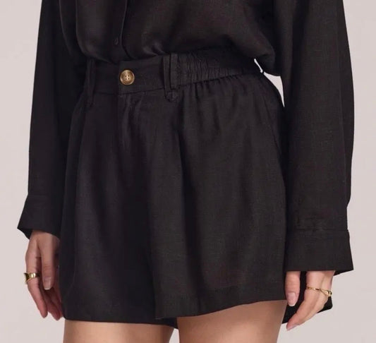 Short zwart viscose/linnen