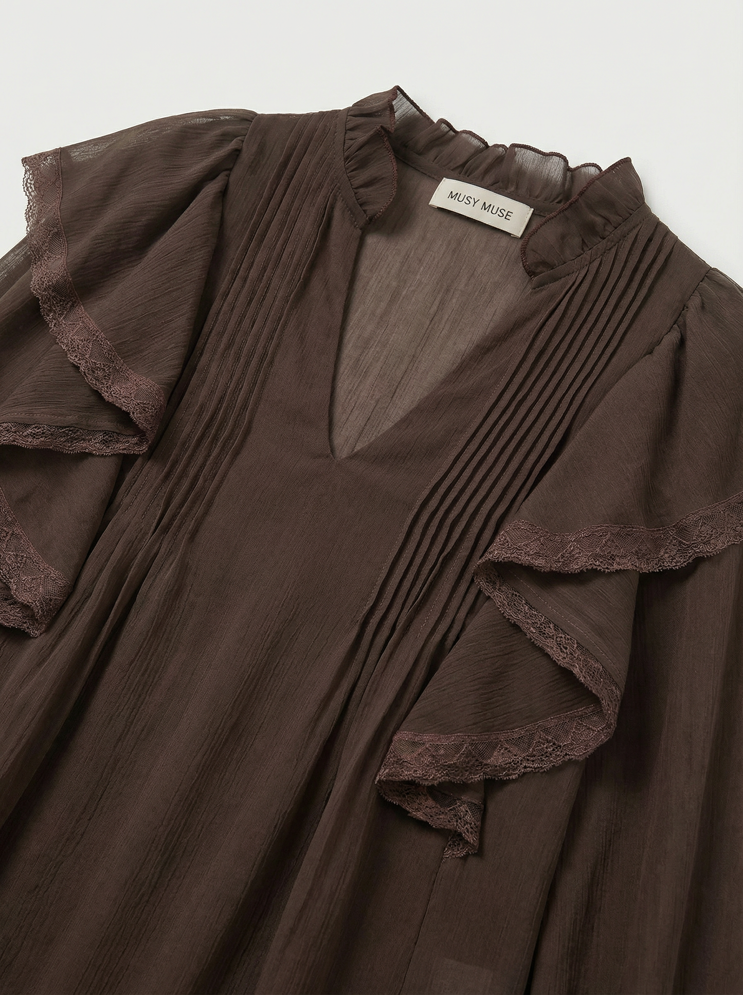 Blouse ruffle brown