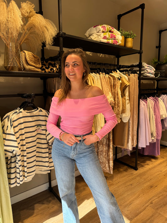 Off shoulder top roze