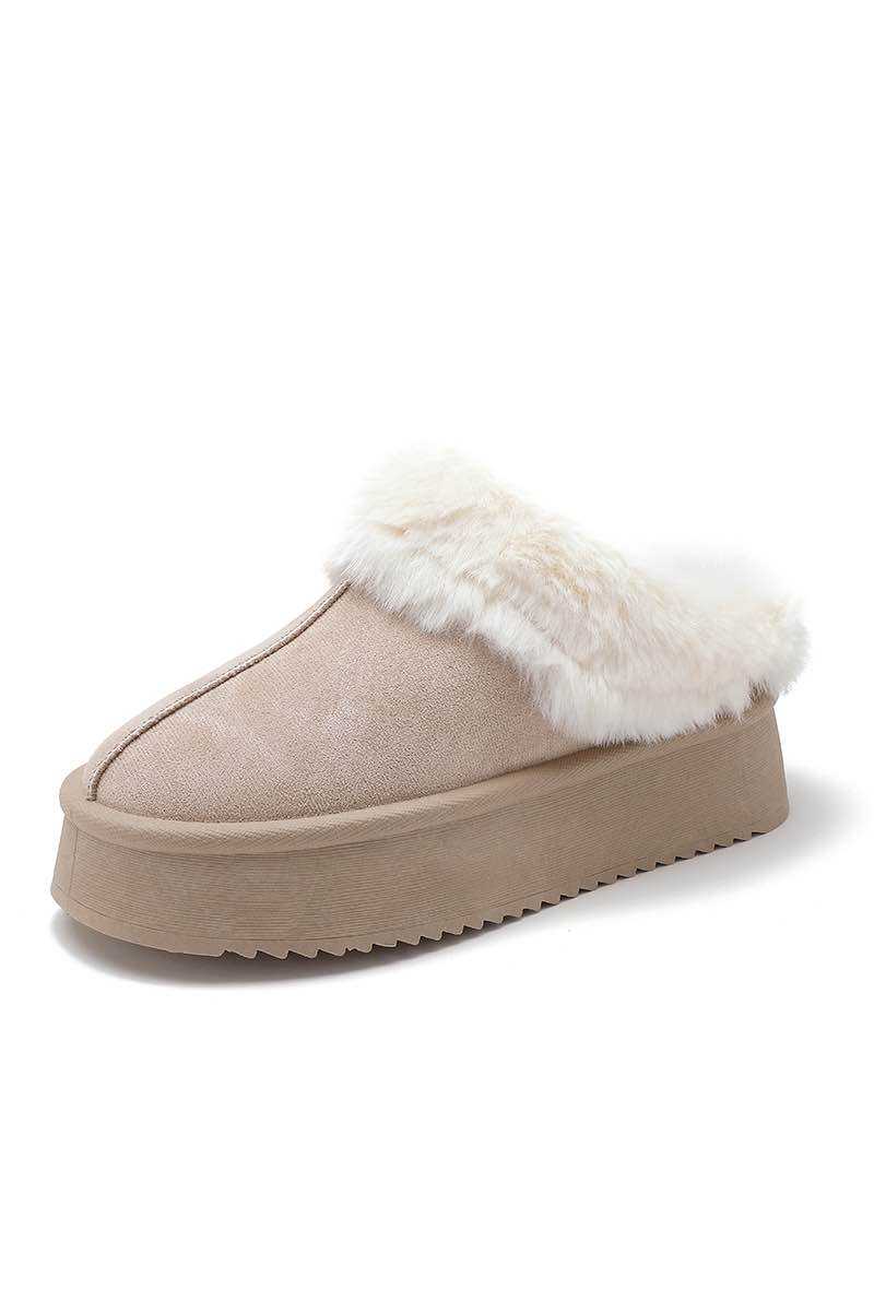 Sloffen beige suède