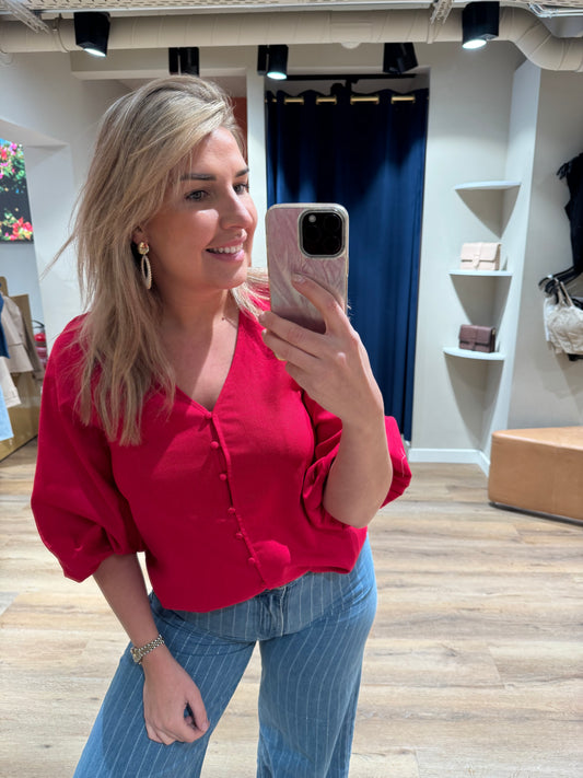 Blouse linnen/viscose pink