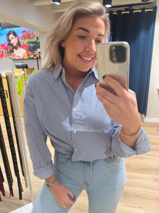 Streep blouse blauw / wit