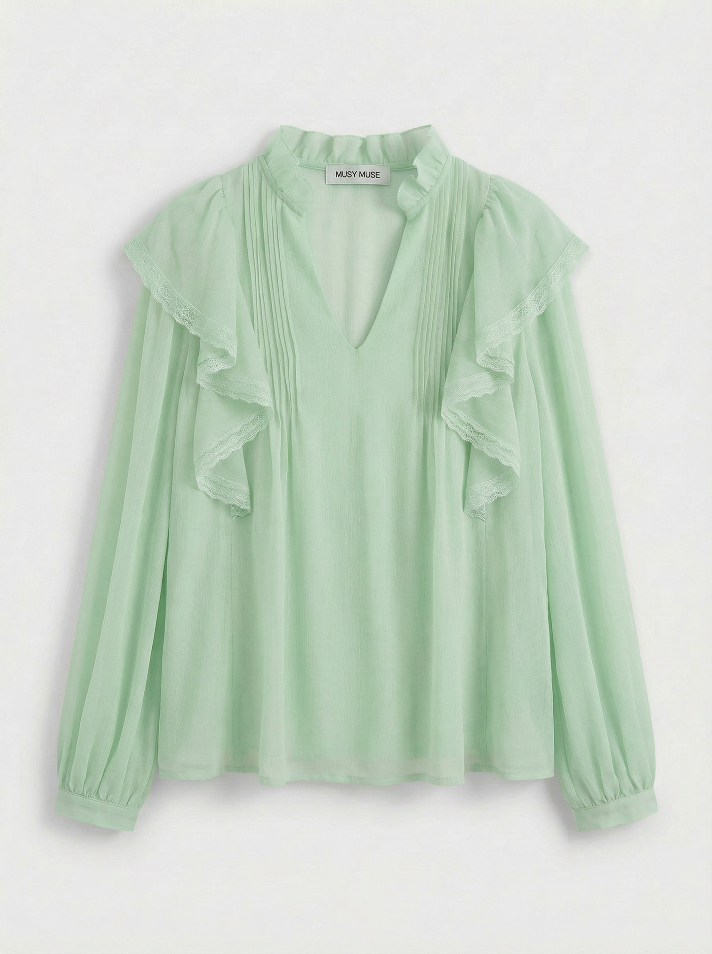 Blouse ruffle mint green