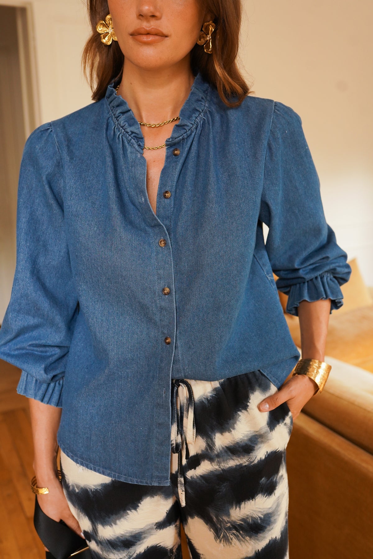MARLY denim blouse