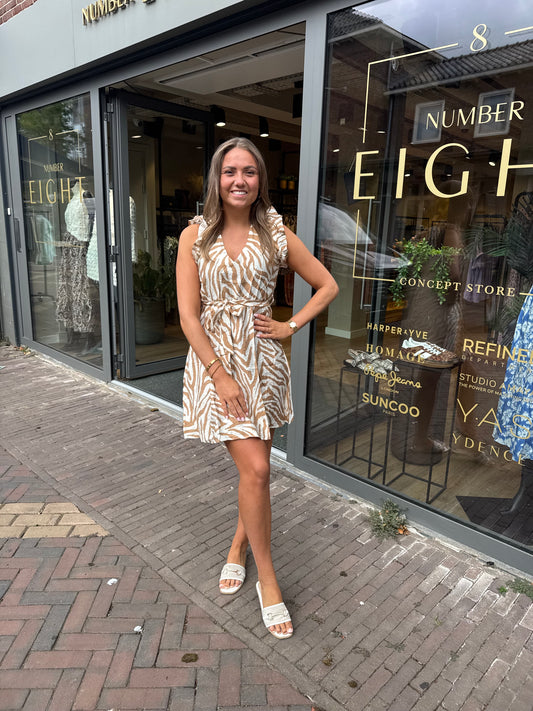 Zebra jurk beige print
