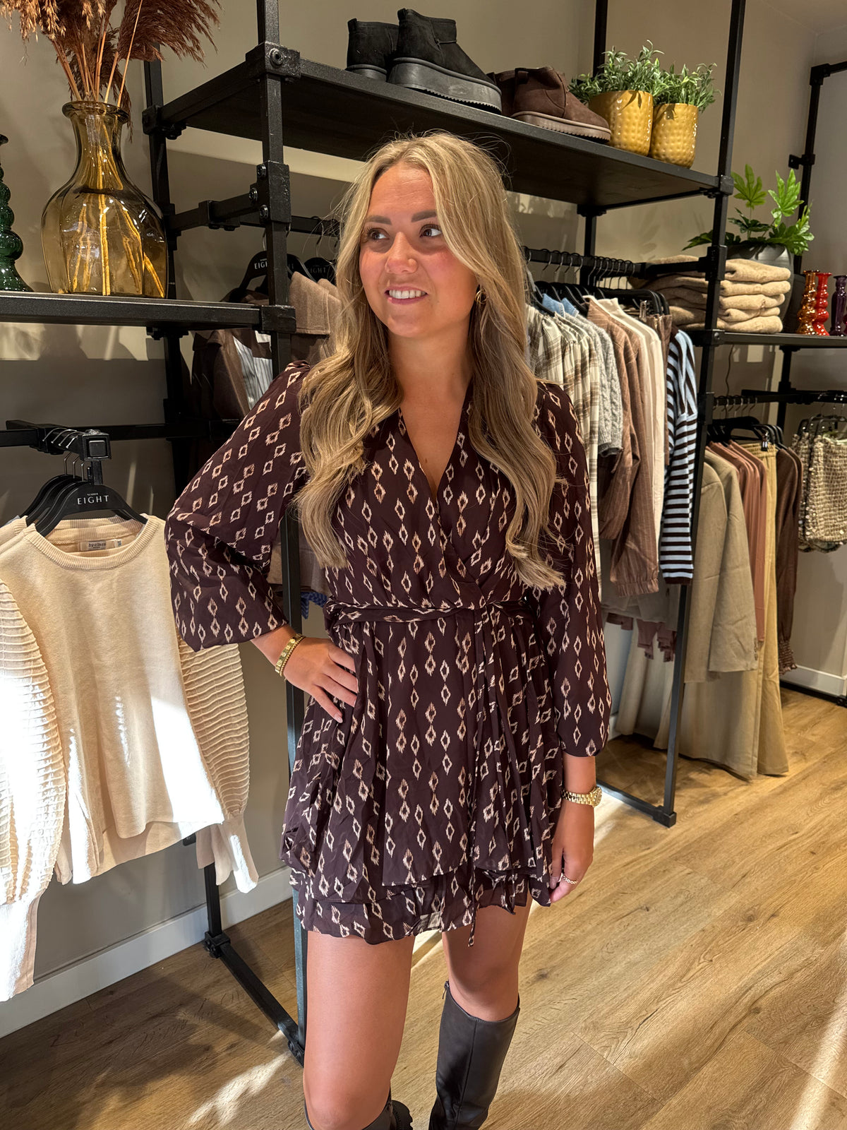 LARA jurk bordeaux/bruin