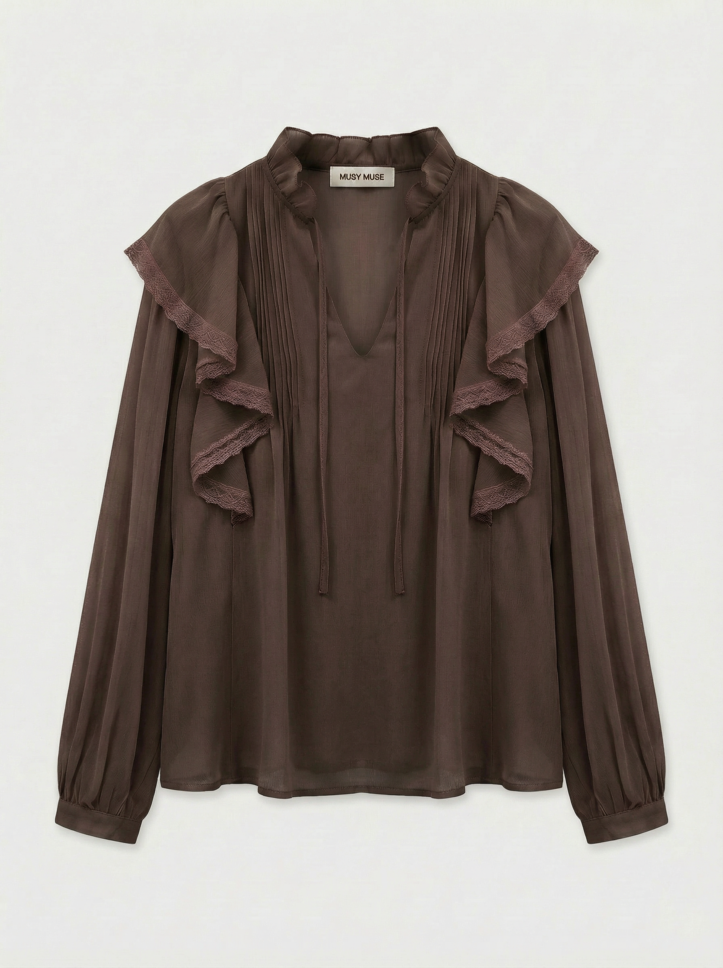 Blouse ruffle brown
