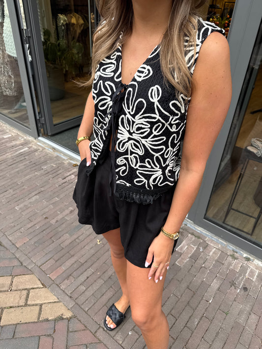Gilet top zwart-wit
