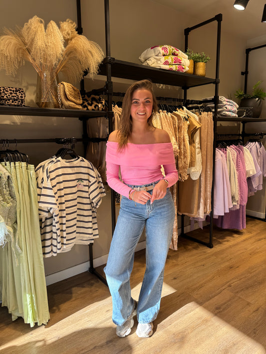 Off shoulder top roze