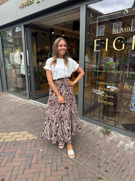 Rok bruin/witte print