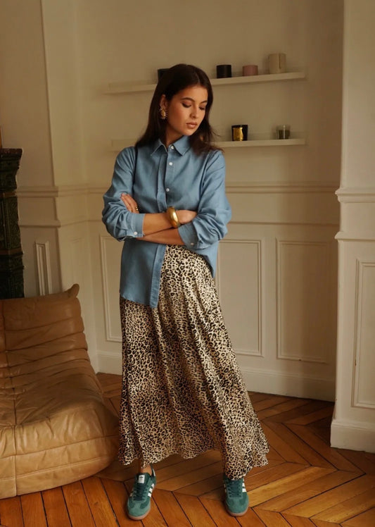 Leopard rok met split