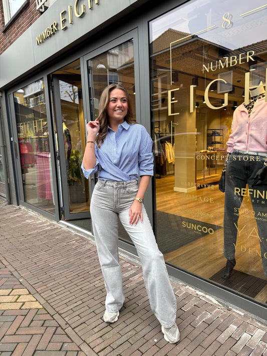 Streep blouse blauw / wit