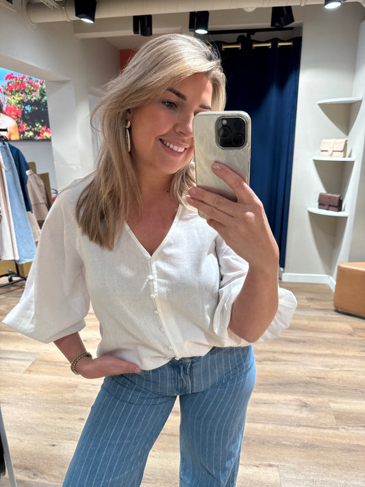 Blouse linnen/viscose wit