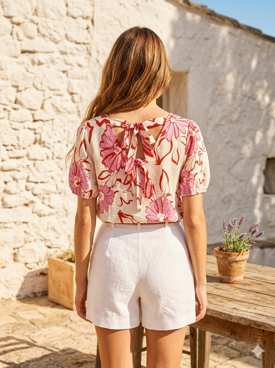 Top print korte mouw