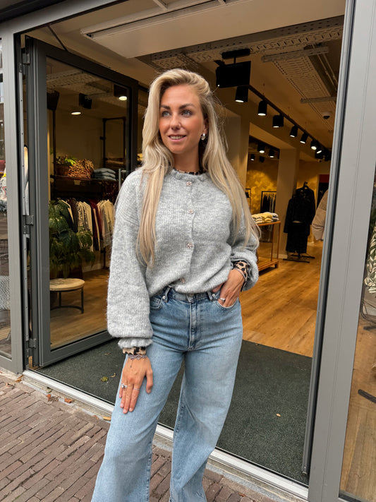 Vest met knoop detail grijs