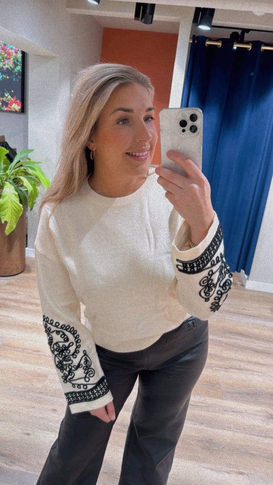Trui mouw detail wit