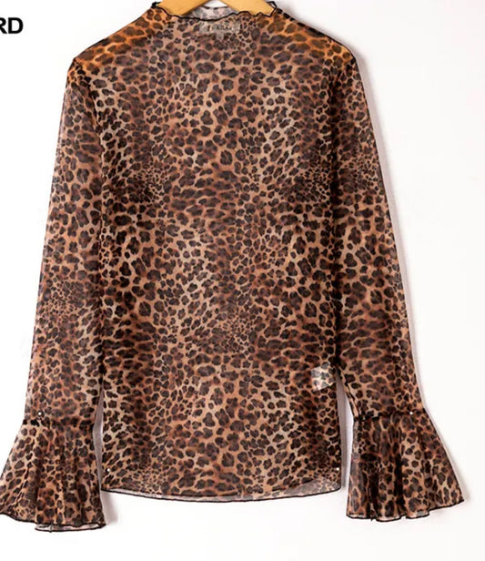 Leopard mesh top