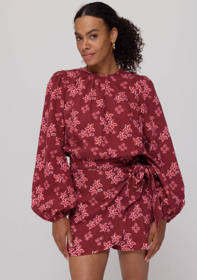 Dolly blouse pink star wine berry