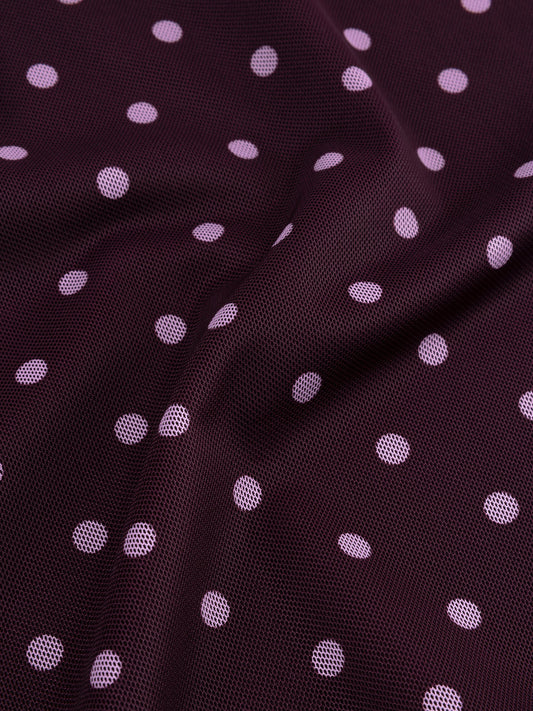 Mesh top Bailey polkadot bordeaux