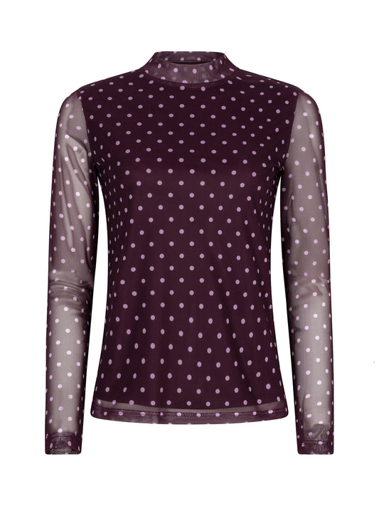 Mesh top Bailey polkadot bordeaux